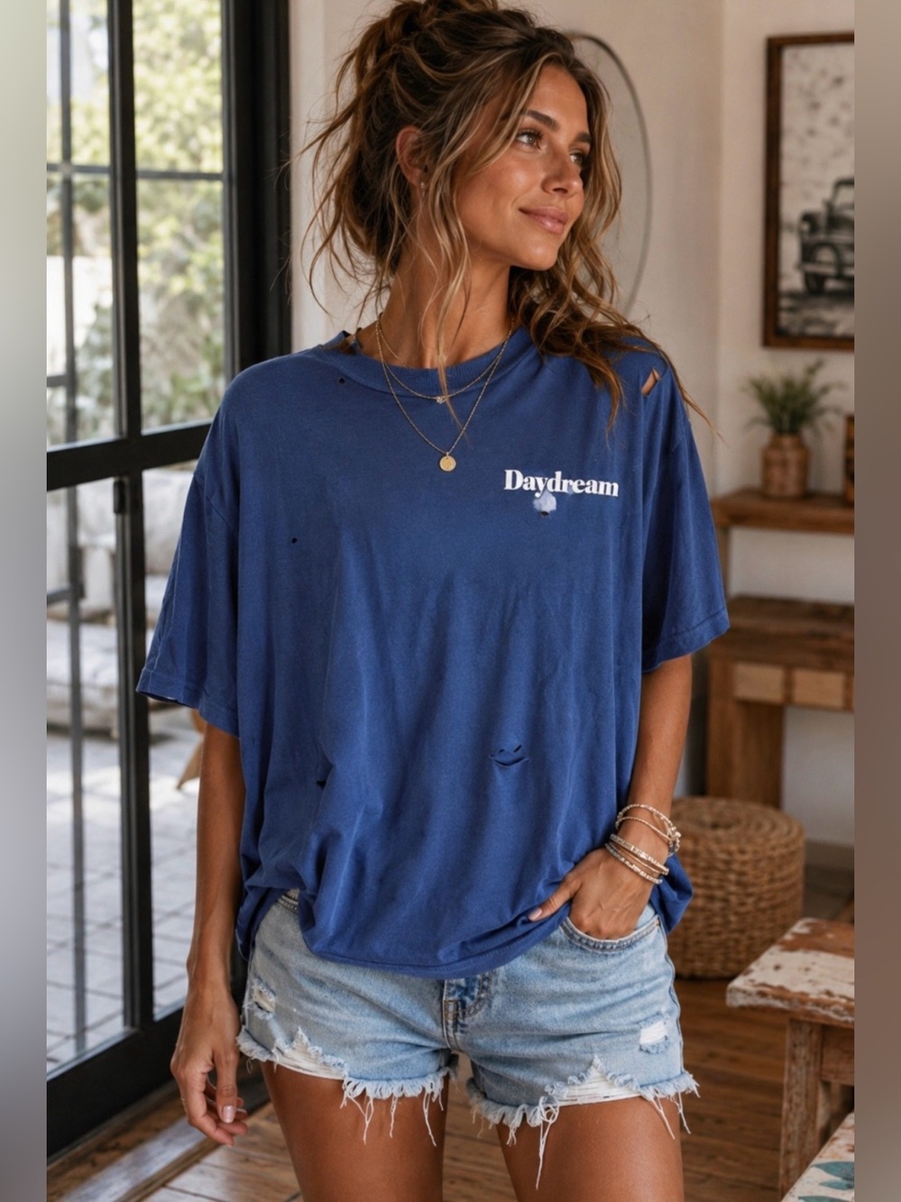 NWT Revolve x Daydream Nation Sleepy Whiskey Distressed Team Shirt